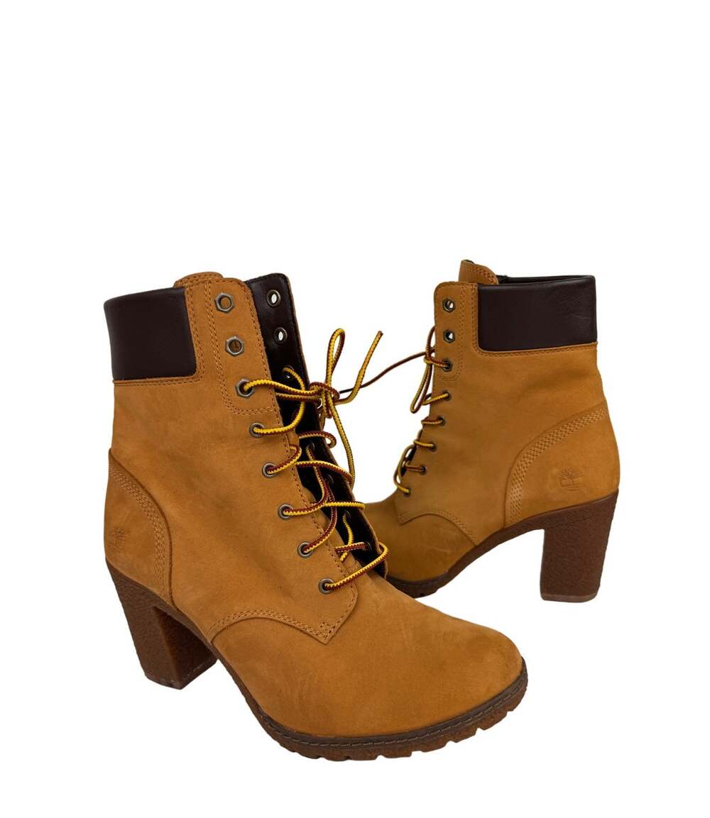 TIMBERLAND Glancy Women's Bootie 7.5 Tan Leather Block Heel Ankle Boots 8715A